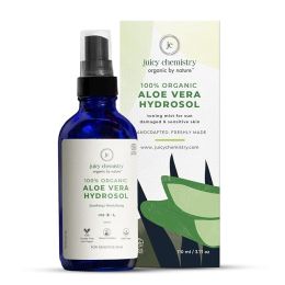 Juicy Chemistry: Aloe Vera Face Toner, 110ml | For Soothing, Calming Sensitive & Sun Damaged Skin | Made with 100% Pure Aloe Vera & 100% Certified Organic Mist Spray for Men and Women | Cruelty Free, Vegan