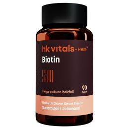 HK Vitals: Biotin, Supplement for Hair Growth, Strong Hair and Glowing Skin, Fights Nail Brittleness, 90 Biotin Tablets