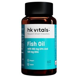 HK Vitals: Fish Oil Capsule For Men And Women, 60 Omega 3 Fish Oil Capsules (1000mg Omega 3 with 180 mg EPA & 120 mg DHA), for Brain, Heart, Eyes, and Joints Health