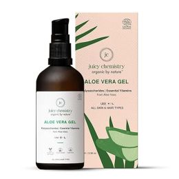 Juicy Chemistry: Organic Aloe Vera Gel, 100g Multipurpose Gel | 100% Pure Aloe Vera Gel for Face, Hair & Body | Fresh and Soothing | Free from Parabens, Sulphates, Mineral Oils | For Men & Women