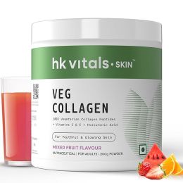 HK Vitals: Skin Radiance Veg Collagen Powder, 200 g (Mixed Fruit) | Vegetarian Collagen Supplements for Women & Men with Biotin, Vitamin C, E, Sodium Hyaluronate, for Healthy Skin, Hair & Nails