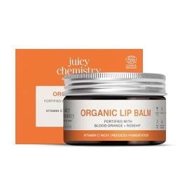 Juicy Chemistry: Blood Orange & Rosehip Lip Balm, 5 g | Enriched with Natural Ceramides to Hydrate, Moisturise & Reduce Pigmentation | Formulated with Organic Castor Oil, Jojoba Oil and Vitamin E to Soothe Dry & Chapped Lips for Soft, Healthy Lips | For Men and Women | C
