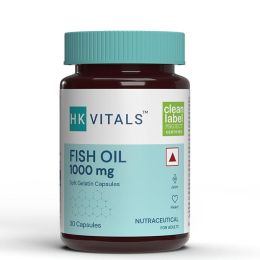 HK Vitals: Fish Oil Capsule For Men And Women (1000mg Omega 3 with 180 mg EPA & 120 mg DHA), for Brain, Heart, Eyes, and Joints Health, 30 Omega 3 Fish Oil Capsules