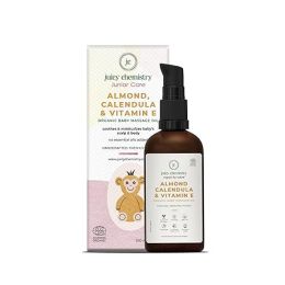 Juicy Chemistry: Almond, Calendula & Vitamin E Baby Massage Oil,100ml, Certified Organic Baby Body Oil for Scalp and Body Massage Suitable for New Born Baby & Sensitive Skin