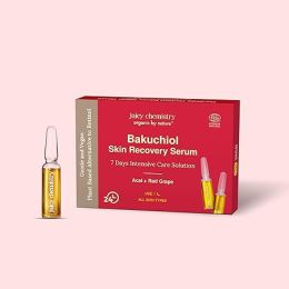 Juicy Chemistry: Bakuchiol Skin Recovery Face Serum, 7 x 2 ml | Natural 7-day Ampoule Kit for Reducing Fine Lines, Wrinkles & Maintaining Brighter Skin | Ecocert Certified Natural for Men & Women | Cruelty-free & 100% Vegan