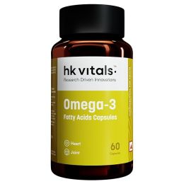 HK Vitals: Omega 3, 1000 mg Fish Oil with 180 mg EPA & 120 mg DHA, for Brain, Heart, Eyes, and Joints Health, 60 Fish Oil Capsules