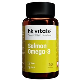 HK Vitals: Salmon Omega 3, 1000mg Omega 3 Fish Oil For Men and Women with 180mg EPA & 120mg DHA, For Joints, Brain, and Eyes Health, 60 Salmon Omega 3 Capsules