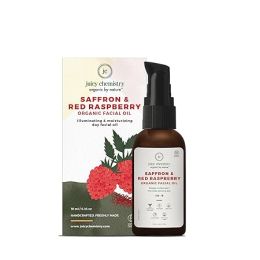 Juicy Chemistry: Saffron & Red Raspberry Facial Oil, 10 ml | Organic Face Oil for Skin Brightening & Moisturising | Ecocert Certified for Men & Women | Cruelty-free & 100% Vegan