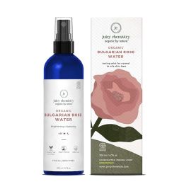 Juicy Chemistry: Organic Rose Water (Hydrosol), 200 ml | Face Toner for Glowing, Brighter and Hydrated Skin | Made with Bulgarian Damask Roses - Clinically Tested & 100% Certified Organic (Mist Spray Toner)