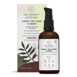Juicy Chemistry: Hemp, Tea Tree & Neem Face Wash, 100 Ml | Organic Face Cleanser For Acne-Prone, Oily, Coimbination Skin For Men & Women | Cruelty-Free & 100% Vegan