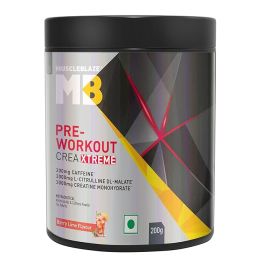 Muscle Blaze: Pre Workout Crea-Xtreme (Berry Lime, 200g, 20 Servings) | 3000 mg Creatine Monohydrate, 200mg Caffeine, 200mg Theanine, 2000mg Beta Alanine