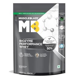 Muscle Blaze: Biozyme Performance Whey Protein | Clinically Tested 50% Higher Protein Absorption | Informed Choice UK, Labdoor USA Certified & US Patent Filed EAF® (Rich Chocolate, 1 kg Refill Pack)
