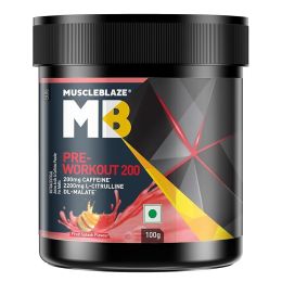 Muscle Blaze: Pre Workout 200, 200mg Caffeine, 2200mg Citrulline (Fruit Splash, 100g, 20 servings)
