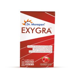 Dr. Morepen: Exygra  Strawberry Flavoured Dotted Condom 10s - Pack of 2
