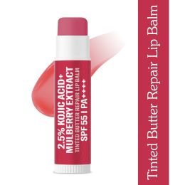 Bake Cosmetics: 2.5% Kojic Acid Mulberry Extract Tinted Butter Brightening Lip Balm SPF 55 PA++++ 24 Hour Moisturization For Dark, Pigmented, Dry & Flaky Lips
