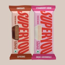 SuperYou: Strawberry and Chocolate Protein Wafer Bar Combo|10g Protein, 3g Fiber, No Added Sugar 40g each