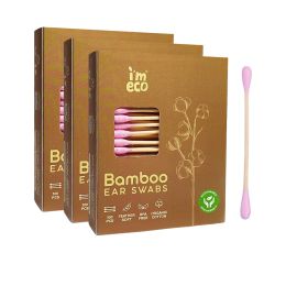 Amwoodo: Bamboo Ear Swabs | 100 Soft Double-Tip Cotton Buds | Pack of 3