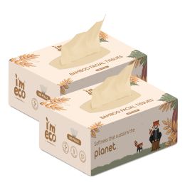 Amwoodo: Bamboo Facial Tissue | Soft & Highly Absorbent | 2-Ply | 100 Pulls Per Pack | Pack of 2