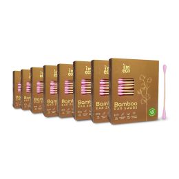 Amwoodo: Bamboo Ear Swabs | 100 Soft Double-Tip Cotton Buds | Pack of 8