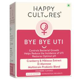 Happy Cultures: Bye Bye UTI with D-Mannose, Cranberry & Probiotics |15 Sachets (2g Each)