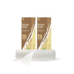 Amwoodo: Bamboo Kitchen Towel Roll | Reusable Paper Napkins | 4 Ply | 20 Sheets Per Roll | Pack of 2