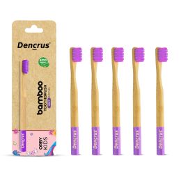 Amwoodo: Orby Kids Bamboo Toothbrush For Kids | 100% Natural Soft Bristles | Lavender | Pack of 5