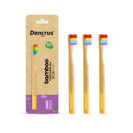 Amwoodo: Orby Kids Bamboo Toothbrush For Kids | 100% Natural Soft Bristles | Rainbow | Pack of 3