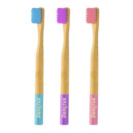 Amwoodo: Orby Kids Bamboo Toothbrush For Kids | 100% Natural Soft Bristles | Pink, Lavender, Blue | Pack of 3