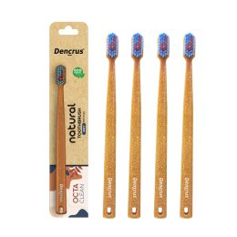 Amwoodo: Octa Clean Eco-Friendly Toothbrush | Octagonal Handle With Soft Bristles | Pack of 4