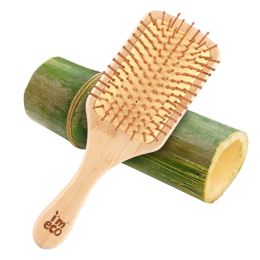 Amwoodo: Bamboo Hair Brush Comb | Flat Paddle Brush Comb | Detangling Hair | Unisex | Pack of 1
