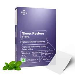 SETU: Sleep Restore Melatonin 5mg - 30 Orally Dissolving Strips (Pack of 1) | Plant Based 5 mg Melatonin | Promotes Relaxation & Sleep, Eases Jet Lag Strain, Non-Habit Forming | Tasty Mint Flavor