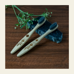 Soil Origin: Kids Bamboo Toothbrush With Activated Charcoal Bristles  Set of 2