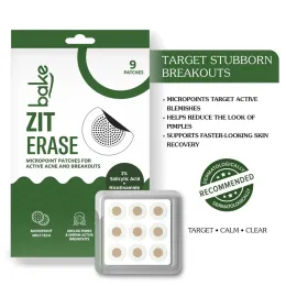 Bake Cosmetics: Zit Erase Micro point Patches for Active Acne, Unclogs Pores & Reduces Acne - Pack of 9 Patches