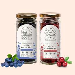 Ecotyl: Blueberres & Dried Cranberries Combo | Healthy Snacks | Dried Fruits | 150gm Each