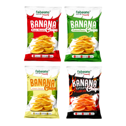 Fabeato: Banana Chips Combo Pack | Korean Kimchi, Magic Masala, Pudhina Punch & Classic Salted   20gm  Each  Pack of 4