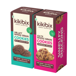 Kikibix: Combo of Millet Chocolate Chip and Cranberry Walnut Cookies | 130gm each