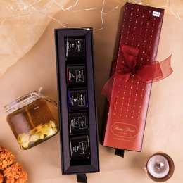 Kokomae: Coverture Belgian Slims Diwali Chocolate Hamper | Assorted Belgian Chocolate Slims in Festive Gift Box | Scented Candle & Diwali Inset