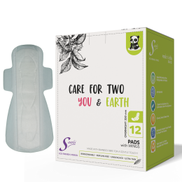 Saathi: Compostable Bamboo Sanitary Pads XXL ( 350MM)   Pack of 12 X 1 - 12 Pads (Overnight)