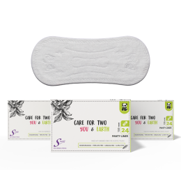 Saathi: Compostable Bamboo Pantyliners ( 155MM )  Pack of 24 X 3 - 72 Liners