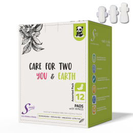 Saathi: Compostable Bamboo Pads - Gentle on Skin   Pack of 12 X 1 - 12 Pads (4 Reg + 4 XL + 4 ON)