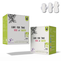 Saathi: Plant-Based Bamboo Pads - No Fragrance  Pack of 12 X 2 - 24 Pads (8 Reg + 8 XL + 8 ON)