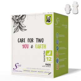 Saathi: Compostable Bamboo Pads - Gentle on Skin    Pack of 12 X 1 - 12 Pads (6 Reg + 6 ON)
