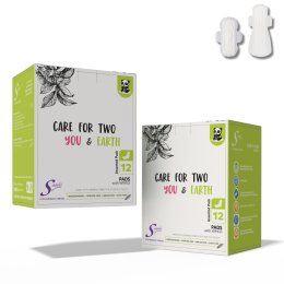 Saathi: Plant-Based Bamboo Pads - No Fragrance   Pack of 12 X 2 - 24 Pads (12 Reg + 12 ON)