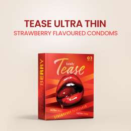 Kindly Health: Tease Ultra Thin Strawberry flavour Condoms for Men, Pack of 3 