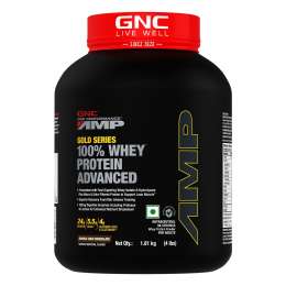 GNC: AMP Gold Series 100% Whey Protein Advanced  | 24gm Protein | 5.5gm BCAA | 4gm Glutamine | Double Rich Chocolate | 4 lbs
