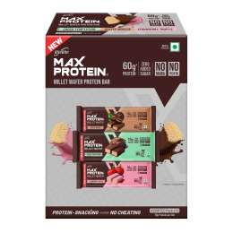RiteBite Max Protein: RiteBite Max Protein Assorted Millet Wafer Bars (Pack of 6), 10g Protein, No Maida, No Palm Oil, Zero Added Sugar, Super Healthy Wafer Snack for You, 240gm