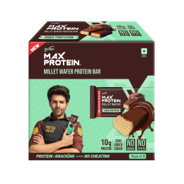 RiteBite Max Protein: RiteBite Max Protein Wafer Bars with Millets, Choco Temptation (Pack of 12), 10g Protein, No Maida, No Palm Oil, Zero Added Sugar, Healthy Wafer Snack, 480gm