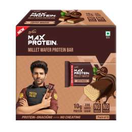 RiteBite Max Protein: RiteBite Max Protein Wafer Bars with Millets, Coffee Mousse (Pack of 12), 10g Protein, No Maida, No Palm Oil, Zero Added Sugar, Healthy Wafer Snack, 480gm