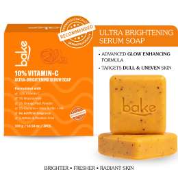 Bake Cosmetics: BAKE 10% Vitamin C Ultra-Brightening Serum Soap for Pigmentation, Dark Spots & Tan Exfoliates Dead Skin Cells Pack of 3(100g x 3)