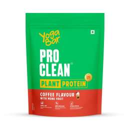 Yogabar: ProClean Plant Protein Powder 500gm | 25gm Protein Per Serve - Coffee Flavour with Monk Fruit Sweetener